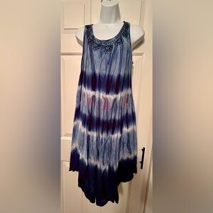 Blue Tie-Dye Sleeveless Dress / Coverup